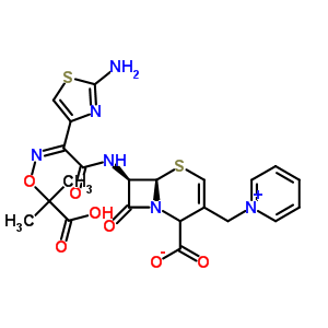 7-{[(2Z)-2-(2-氨基-1,3-噻唑-4-基)-2-{[(2-羧基-2-丙基)氧基]亞氨基}乙?；鵠氨基}-8-氧代-3-(1-吡啶鎓基甲基)-5-硫雜-1-氮雜雙環(huán)[4.2.0]辛-3-烯-2-羧酸酯結(jié)構(gòu)式_217796-42-4結(jié)構(gòu)式