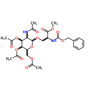N-[(苯基甲氧基)羰基]-O-[3,4,6-三-O-乙?；?2-(乙?；被?-2-脫氧-b-D-吡喃葡萄糖]-L-絲氨酸甲酯結(jié)構(gòu)式_25644-83-1結(jié)構(gòu)式