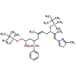 4-[(1E,3S,5Z,8R/S,10S)-3,11-二-{[叔-丁基(二甲基)硅烷基]氧基}-2,6,10-三甲基-8-(苯磺?；?十一碳-1,5-二烯基]-2-甲基-1,3-噻唑結(jié)構(gòu)式_308357-81-5結(jié)構(gòu)式