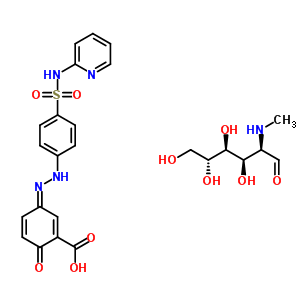 (3Z)-6-氧代-3-{[4-(2-吡啶基氨基磺?；?苯基]亞肼基}-1,4-環(huán)己二烯-1-羧酸-2-脫氧-2-(甲基氨基)-D-葡萄糖(1:1)結(jié)構(gòu)式_31363-03-8結(jié)構(gòu)式