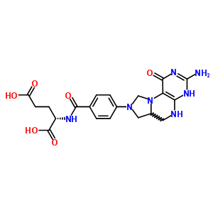 N-[4-(3-氨基-1,2,5,6,6A,7-六氫-1-氧代咪唑并[1,5-f]蝶啶-8(9H)-基)苯甲?；鵠-L-谷氨酸結(jié)構(gòu)式_3432-99-3結(jié)構(gòu)式