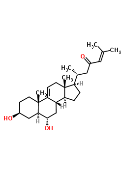 (6R)-6-[(3S,5S,6S,8S,10S,13R,14S,17R)-3,6-二羥基-10,13-二甲基-2,3,4,5,6,7,8,12,14,15,16,17-十二氫-1H-環(huán)戊二烯并[a]菲-17-基]-2-甲基庚-2-烯-4-酮結(jié)構式_36564-29-1結(jié)構式