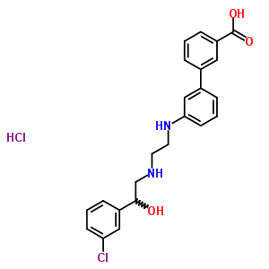 3-[(2-{[2-(3-氯苯基)-2-羥基乙基]氨基}乙基)氨基]聯(lián)苯-3-羧酸鹽酸鹽結(jié)構(gòu)式_451470-34-1結(jié)構(gòu)式