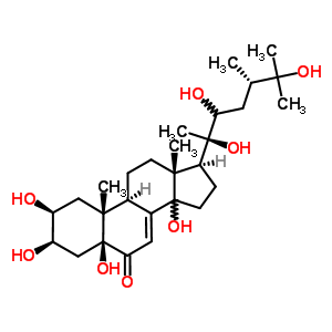 (22R,24R)-2beta,3beta,5,14,20,22,25-七羥基-5beta-麥角甾-7-烯-6-酮結(jié)構(gòu)式_50299-45-1結(jié)構(gòu)式