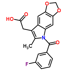 5-(3-氟苯甲?；?-6-甲基-5H-1,3-二氧代[4,5-f]吲哚-7-乙酸結(jié)構(gòu)式_50331-98-1結(jié)構(gòu)式