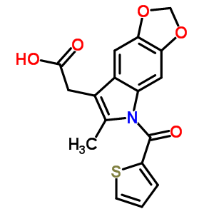 6-甲基-5-(2-噻吩甲?；?-5H-1,3-二氧雜環(huán)戊并[4,5-f]吲哚-7-乙酸結(jié)構(gòu)式_50332-08-6結(jié)構(gòu)式