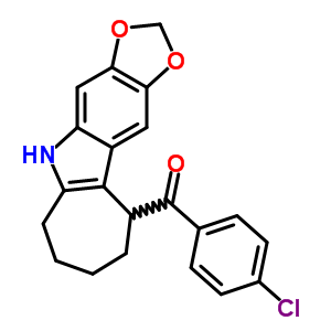5,6,7,8,9,10-六氫-5-(p-氯苯甲酰基)環(huán)庚并[b]-1,3-二氧代[4,5-f]吲哚結(jié)構(gòu)式_50332-31-5結(jié)構(gòu)式