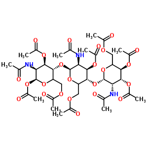 O-3,4,6-三-O-乙?；?2-(乙酰氨基)-2-脫氧-beta-D-吡喃葡萄糖基-(1-4)-O-3,6-二-O-乙?；?2-(乙酰氨基)-2-脫氧-beta-D-吡喃葡萄糖基-(1-4)-2-(乙酰氨基)-2-脫氧-1,3,6-三乙酸酯-alpha-D-吡喃葡萄糖結(jié)構(gòu)式_53942-45-3結(jié)構(gòu)式