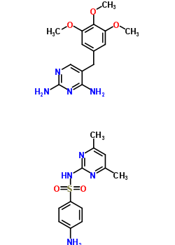 4-氨基-N-(4,6-二甲基-2-嘧啶基)苯磺酰胺與 5-((3,4,5-三甲氧基苯基)甲基)-2,4-嘧啶二胺混合物結構式_54242-79-4結構式