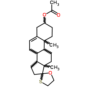 3beta-乙酰氧基雄甾-5-烯-17-酮乙烯硫代縮醛結(jié)構(gòu)式_54498-67-8結(jié)構(gòu)式