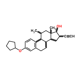 (17R)-3-環(huán)戊基氧基-11beta-甲基-19-去甲孕甾-1,3,5(10)-三烯-20-炔-17-醇結(jié)構(gòu)式_55648-36-7結(jié)構(gòu)式