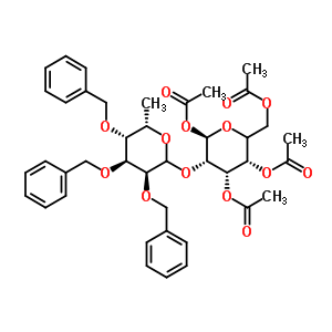 1,3,4,6-四-O-乙?；?2-(2’,3’,4’-三-O-苯甲?；?alpha-L-吡喃巖藻糖基)-alpha-D-吡喃半乳糖結(jié)構(gòu)式_56889-55-5結(jié)構(gòu)式