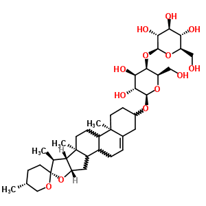 [(25R)-螺甾-5-烯-3beta-基]4-O-beta-D-吡喃葡萄糖基-beta-D-吡喃半乳糖苷結(jié)構(gòu)式_60454-77-5結(jié)構(gòu)式