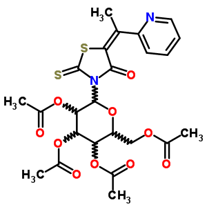 5-[1-(2-吡啶)亞乙基]-3-(2,3,4,6-四-O-乙酰基-b-D-吡喃葡萄糖)-2-硫氧代-4-噻唑啉酮結(jié)構(gòu)式_65562-36-9結(jié)構(gòu)式