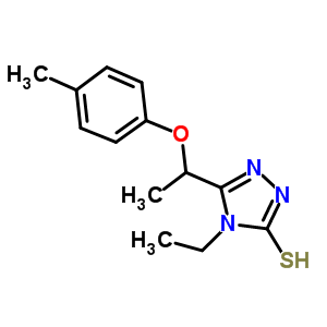 4-乙基-5-[1-(4-甲基苯氧基)乙基]-4H-1,2,4-噻唑-3-硫醇結(jié)構(gòu)式_669705-05-9結(jié)構(gòu)式