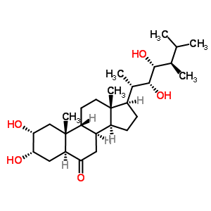 (2R,3S,5S,8R,9R,10R,13S,14S,17R)-17-[(2S,3R,4R,5R)-3,4-二羥基-5,6-二甲基庚烷-2-基]-2,3-二羥基-10,13-二甲基-1,2,3,4,5,7,8,9,11,12,14,15,16,17-十四氫環(huán)戊烯并[a]菲-6-酮結(jié)構式_72050-71-6結(jié)構式