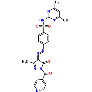 N-(4,6-二甲基嘧啶-2-基)-4-[[3-甲基-5-氧代-1-(吡啶-4-羰基)-4H-吡唑-4-基]二氮雜烯]苯磺酰胺結構式_78503-92-1結構式