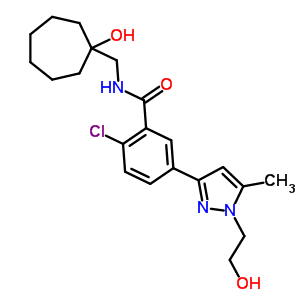 2-氯-N-[(1-羥基環(huán)己基)甲基]-5-[1-(2-羥乙基)-5-甲基-1H-吡唑-3-基]苯甲胺結(jié)構(gòu)式_792911-66-1結(jié)構(gòu)式