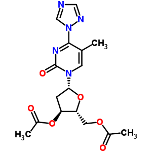 1-(3,5-二-o-乙酰基-beta-d-呋喃核糖)-4-(1,2,4-噻唑-l-基)-5-甲基-2-嘧啶酮結(jié)構(gòu)式_80991-41-9結(jié)構(gòu)式