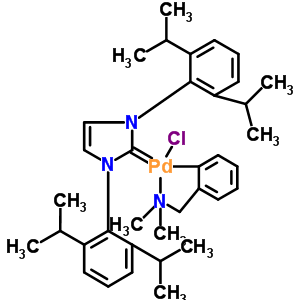 氯[[1,3-二(2,6-二異丙基苯基)咪唑-2-亞基](N,N-二甲基芐基胺)鈀(II)]結(jié)構(gòu)式_930796-10-4結(jié)構(gòu)式